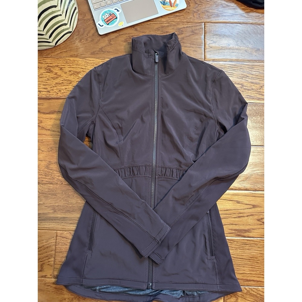 Vintage 90s Y2K LULULEMON Round Trip Brown Merlot Full Zip Stretch Jacket Sz 6